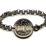 1980 Finland Suomi Markka coin stainless steel rolo link bracelet Finnish lion Helsinki Finns Finnic Espoo Tampere Vantaa Oulu Turku Jyväskylä Nordic Baltic Lahti Ostrobothnia Porvoo Rovaniemi Uusimaa Kuopio Savonlinna Mikkeli Lappeenranta Bothnia b000151