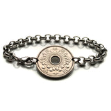 Japan Nippon 50 Yen Chrysanthemum flower Tokyo Kobe Osaka coin bracelet Okinawa Hiroshima Chiba Sakai Niigata Nagasaki Honshu Kanji b000054