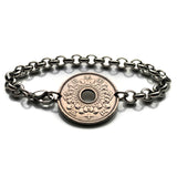 1963 Japan Nippon 50 Yen Chrysanthemum flower Tokyo Kobe Osaka coin bracelet Okinawa Hiroshima Chiba Sakai Niigata Nagasaki Honshu Kanji b000054