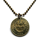 1963 Guatemala 1 Centavo coin pendant necklace jewelry resplendent Quetzal bird rifles Chapín Quetzaltenango espadas Jalapa Escuintla Guate Petapa K’iche' n000965