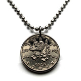 1922 Czechoslovakia 50 Haleru coin pendant Czech lion Slovak shield Prague Praha Charles Bridge Bohemia Bratislava Moravia Czech Silesia Brno Karlštejn Castle Kutná Hora Hradčany n000183