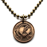 Ireland Éire 1/2 Pingin coin pendant necklace jewelry Book of Kells illuminated manuscript Gospel Book of Columba Irish bird Celtic harp Cláirseach Gaelic Dublin Cork Limerick Galway Waterford Icovellavna Hibernia n000062