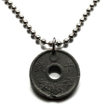 1944 Japan Nippon Nihon 10 Sen coin pendant World War 2 era Japanese chrysanthemum paulownia flower Tokyo Osaka Kobe Okinawa Kawasaki Yokohama Sapporo Nagoya Nagasaki Hiroshima Shibuya Kyoto Niigata Sendai Saitama Fukuoka Chiba Gunma mount Fuji n003120