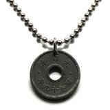 1944 Japan Nippon Nihon 10 Sen coin pendant World War 2 era Japanese chrysanthemum paulownia flower Tokyo Osaka Kobe Okinawa Kawasaki Yokohama Sapporo Nagoya Nagasaki Hiroshima Shibuya Kyoto Niigata Sendai Saitama Fukuoka Chiba Gunma mount Fuji n003120