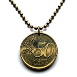 2011 Estonia Eesti 50 Euro Cent coin pendant Estonian map Tallinn Tartu Finnic Uralic Viljandi Toompea Hill Jaaniõhtu Ida-Viru Harju n003853