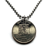 2008 USA Quarter 25 Cents New Mexico coin pendant Zia sun symbol Land of Enchantment Santa Fe Albuquerque Bernalillo Rocky Mountains n003846