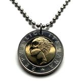 1993 Italy 500 Lire Italian coin pendant necklace jewelry Roman god Mercury Monogram BI Bank of Italy Rome Florence Milan Venice Bologna Napoli Torino Genoa Palermo Bergamo Modena Siena Bari Catania Messina Padua Trieste Taranto Parma Salerno n001531