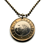 2009 Turkey Türkiye 1 Lira coin pendant Turkish crescent moon star Rumi arabesque Islamic art Istanbul Ankara Mardin Antalya Canakkale Troy Trabzon Anatolia Göreme Kaş Ephesus Cappadocia Hierapolis İzmir Bursa Hattusa Pergamon Levent Ottoman n002507