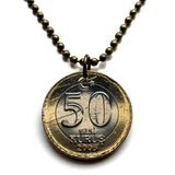 2005 Turkey Türkiye 50 Yeni Kuruş coin pendant Mustafa Kemal Atatürk crescent moon star Istanbul Ankara Mardin Antalya Canakkale Troy Trabzon n003890