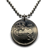 1993 Slovakia 5 Korun coin pendant horseman Biatec Celtic coin Boli Devín Slovenska West Slavic Slavs Czechoslovakia Great Moravia n001647
