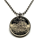 2006 New Zealand 50 Cent coin pendant HMS Bark Endeavour ship James Cook Wellington Auckland Marae Koruru Hawaiki North South Island haka dance Te Reo Te Waipounamu Christchurch Hamilton n003849