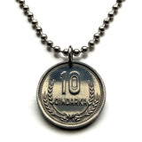 1988 Albania Shqiperi 10 Qindarka coin pendant double headed eagle Tirana Durres Vlore Elbasan Shkoder Kruje Lushnje Mangalem Korab Shkumbin Fier Dalmatia Genthios Illyria Shqiptar Gheg Tosk Berat Osum n003848