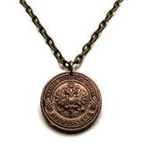 1909 Russia 2 Kopeks coin pendant Russian eagle Moscow Sochi Rus' Novosibirsk Slavic Volgograd Red Square Omsk Samara Tatars Siberia n000739