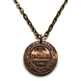 1909 Russia 2 Kopeks coin pendant Russian eagle Moscow Sochi Rus' Novosibirsk Slavic Volgograd Red Square Omsk Samara Tatars Siberia n000739