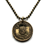1961 Lebanon Liban 5 Piastres coin pendant necklace jewelry Lebanese LION cedar tree Beirut Tripoli Zahlé Sidon Aley Tyre Nabatieh Ra's Bayrut The Levant Jounieh Batroun Baalbek Beqaa Valley Middle East Arabic n000996
