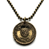 1961 Lebanon Liban 5 Piastres coin pendant necklace jewelry Lebanese LION cedar tree Beirut Tripoli Zahlé Sidon Aley Tyre Nabatieh Ra's Bayrut The Levant Jounieh Batroun Baalbek Beqaa Valley Middle East Arabic n000996