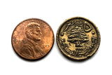 1961 Lebanon Liban 5 Piastres coin pendant necklace jewelry Lebanese LION cedar tree Beirut Tripoli Zahlé Sidon Aley Tyre Nabatieh Ra's Bayrut The Levant Jounieh Batroun Baalbek Beqaa Valley Middle East Arabic n000996