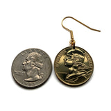 1963 France 20 Centimes coin hook earrings dangle and drop French jewelry Marianne Paris Marseille Lyon Toulouse Bordeaux Lille Nice Rennes Reims Nantes Le Havre Toulon Dijon Strasbourg Seine Saint-Etienne Normandy e000639