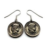 Switzerland Helvetia 20 Rappen coin earrings Swiss Lady Liberty Zurich Basel Geneva Lucerne Bern Winterthur Lausanne Lugano Biel Bienne Thun Ticino Uri Alpine Jura Alphorn e000638
