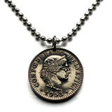 1944 to 1962 Switzerland 20 Rappen coin pendant Swiss Helvetia Zurich Suisse Lugano Biel/Bienne Thun Ticino Uri Alpine Jura Alphorn n002605