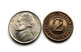 1924 Germany Deutschland 2 Rentenpfennig coin pendant wheatsheaf Berlin Hamburg Munich Koeln Duisburg Bavaria Wandsbek Karlsruhe Oktoberfest n000316