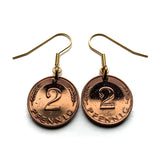 Germany Deutschland 2 Pfennig coin earrings German oak Bavaria Berlin Munich seed garden planting blossom tree plant e000640