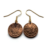 2002 Germany Deutschland 2 Euro Cent coin earrings oak tree seedling twig planting gardening botanical Berlin Hamburg Munich Cologne e000642