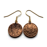 2002 Germany Deutschland 2 Euro Cent coin earrings oak tree seedling twig planting gardening botanical Berlin Hamburg Munich Cologne e000642