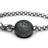 1966 Austria Osterreich 5 Groschen coin rolo link bracelet jewelry Austrian eagle Vienna Wien Salzburg Innsbruck Graz Linz Tyrol Villach Carinthia Sankt Polten Wels Solden Ischgl Gmunden Vorarlberg Hallstatt Styria Edelweiss Alpine Alps b000067