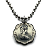 1987 British East Caribbean States 1 Cent coin pendant Antigua Barbuda Dominica Grenada Saint Lucia Saint Vincent the Grenadines Saint Kitts Nevis Anguilla Montserrat Martinique Trinidad Tobago Barbados British Guiana Lesser Antilles Caribbees n003858