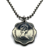 1981 British East Caribbean States 5 Cent coin pendant Antigua Barbuda Dominica Grenada Saint Lucia Saint Vincent the Grenadines Saint Kitts Nevis Anguilla Montserrat Martinique Trinidad Tobago Barbados British Guiana Lesser Antilles Caribbees n003047