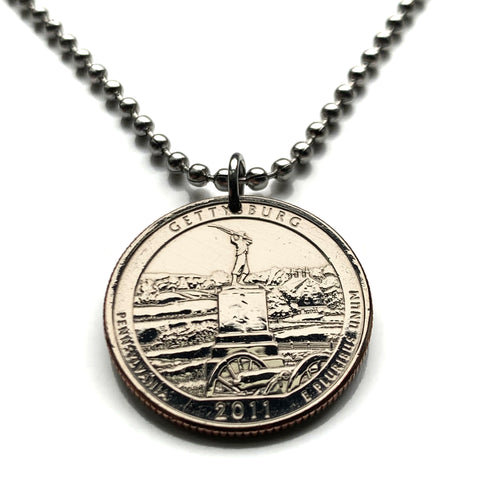 2011 USA Quarter 25 Cent coin pendant Battle of Gettysburg 72nd Pennsylvania Infantry Monument Cemetery Ridge Union Confederate Army n003972