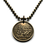 1977 Egypt 5 Milliemes coin pendant Egyptian carvings Great Sphinx of Giza pharaoh Monolith pyramids Cairo Lion Nile mythical Thebes n002791
