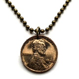 1940 USA United States of America Wheat Penny 1 Cent coin pendant necklace jewelry president Abraham Lincoln American Civil War Union the North Gettysburg Kentucky Indiana Washington New York Illinois n003038