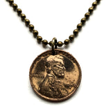1940 USA United States of America Wheat Penny 1 Cent coin pendant necklace jewelry president Abraham Lincoln American Civil War Union the North Gettysburg Kentucky Indiana Washington New York Illinois n003038