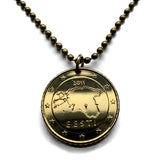 2011 Estonia Eesti 50 Euro Cent coin pendant Estonian map Tallinn Tartu Finnic Uralic Viljandi Toompea Hill Jaaniõhtu Ida-Viru Harju n003853