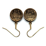 1940 USA Penny One 1 Cent coin drop dangle earrings Abraham Lincoln wheat penny District of Columbia New York California Americana Kentuckian e000659