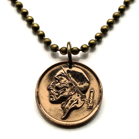 1954 Belgium Belgie 20 Centimes coin pendant The Miner Constantin Meunier Belgian painter sculptor modern art Etterbeek Brussels Antwerp Mons Bruges Ghent Liege Limbourg Namur Leuven Charleroi n000187