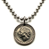 1948 Netherlands Nederland 10 Cent coin pendant Dutch Queen Wilhelmina Holland Amsterdam Rotterdam The Hague Utrecht Eindhoven Groningen Tilburg Almere Breda Nijmegen Maastricht Haarlem Leiden n003878