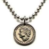 1948 Netherlands Nederland 10 Cent coin pendant Dutch Queen Wilhelmina Holland Amsterdam Rotterdam The Hague Utrecht Eindhoven Groningen Tilburg Almere Breda Nijmegen Maastricht Haarlem Leiden n003878