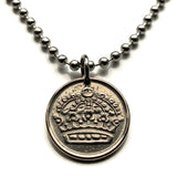 1953 Sweden Sverige 25 Ore SILVER coin pendant Swedish royal crown Swedes Svear Stockholm Nordic Old Norse Soedermalm Orebro Scania n001193
