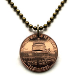 2009 USA Cent 1 Penny coin pendant Abraham Lincoln's first inaugural address Capitol Building Washington DC Kentucky Indiana Illinois n003933