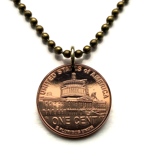 2009 USA Cent 1 Penny coin pendant Abraham Lincoln's first inaugural address Capitol Building Washington DC Kentucky Indiana Illinois n003933