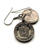 1960's Panama 5 Centavos coin earrings jewelry escudo Panameño Panama City San Miguelito Las Cumbres La Chorrera Tocumen Pacora Arraiján David Vista Alegre Santiago de Veraguas Colón Tocumen Santiago Chilibre e000658