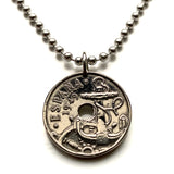 1949 España Spain 50 Centimos coin pendant Spanish ship anchor rudder Castile Leon Aragon Navarre Granada Sevilla Malaga Granada Cataluña n003877