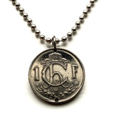 1952 Luxembourg Letzeburg 1 Franc coin pendant initial Ch Grand Duchess Charlotte Luxembourgish crown Esch-sur-Alzette Differdange Dudelange Wormeldange Grund Diekirch Schengen Petange Rumelange n000768