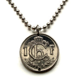 1952 Luxembourg Letzeburg 1 Franc coin pendant initial Ch Grand Duchess Charlotte Luxembourgish crown Esch-sur-Alzette Differdange Dudelange Wormeldange Grund Diekirch Schengen Petange Rumelange n000768