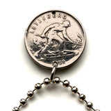 1952 Luxembourg Letzeburg 1 Franc coin pendant initial Ch Grand Duchess Charlotte Luxembourgish crown Esch-sur-Alzette Differdange Dudelange Wormeldange Grund Diekirch Schengen Petange Rumelange n000768