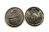 1952 Luxembourg Letzeburg 1 Franc coin pendant initial Ch Grand Duchess Charlotte Luxembourgish crown Esch-sur-Alzette Differdange Dudelange Wormeldange Grund Diekirch Schengen Petange Rumelange n000768