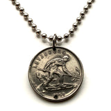 1952 Luxembourg Letzeburg 1 Franc coin pendant initial Ch Grand Duchess Charlotte Luxembourgish crown Esch-sur-Alzette Differdange Dudelange Wormeldange Grund Diekirch Schengen Petange Rumelange n000768